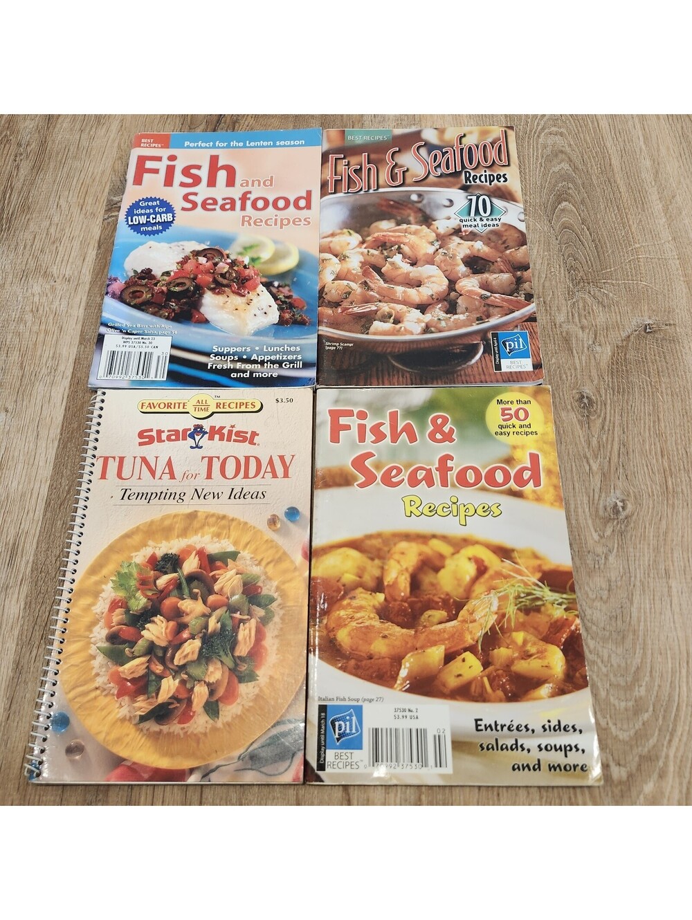 (4) Vtg Fish & Seafood Recipes Cookbook Booklet Entrees, Sides, Soups, Grill